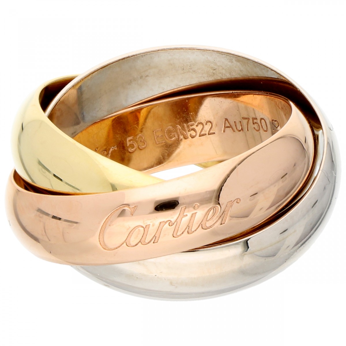 18 kt. Tricolor gouden Cartier 'Trinity' ring.