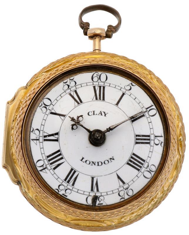 Zakhorloge goud, snek spillegang ''Clay, Londen'' - Herenzakhorloge - Handopwindbaar - Ca. 1750.