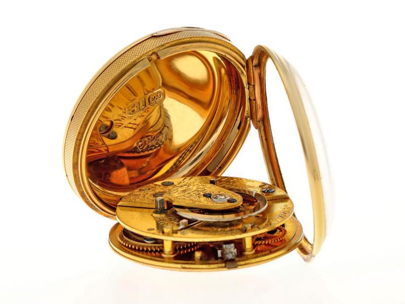 Zakhorloge goud, snek ankergang ''Hamlet, Londen'' - Dameszakhorloge - Handopwindbaar - Ca. 1875.