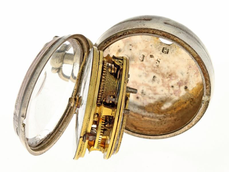 Zakhorloge zilver, snek spillegang - Herenzakhorloge - Handopwindbaar - Ca. 1750.