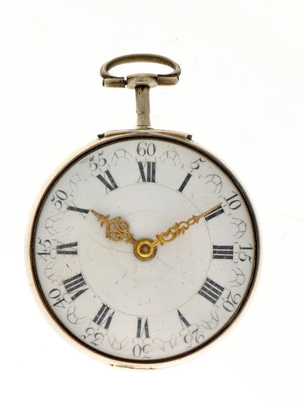 Zakhorloge zilver, snek spillegang ''Samson, Londen'' - Herenzakhorloge - Handopwindbaar - Ca. 1775.