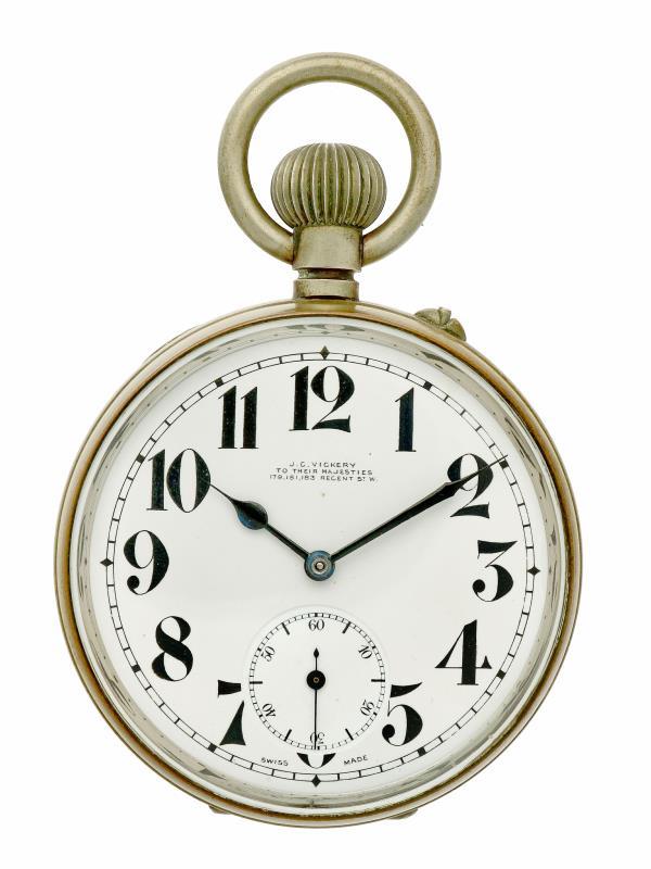 Zakhorloge staal, ankergang ''J.C. Vickery'' - Herenzakhorloge - Handopwindbaar - Ca. 1900.