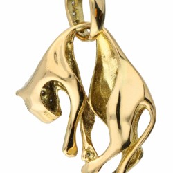 Geelgouden panter hanger, met ca. 0.11 ct. diamant - 18 kt.