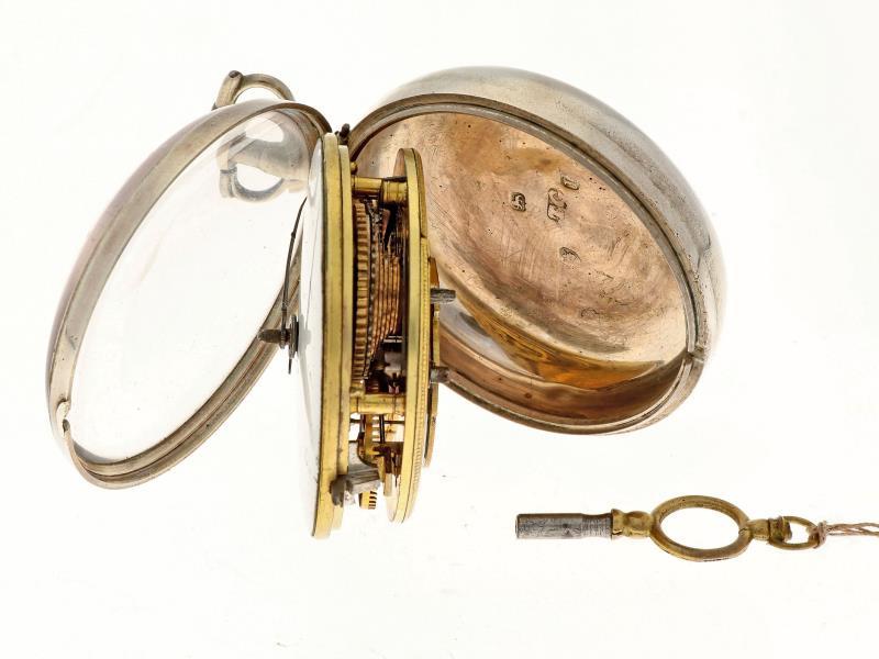 Zakhorloge zilver, snek spillegang ''John Rentnow, Londen'' - Herenzakhorloge - Handopwindbaar - Ca. 1820.