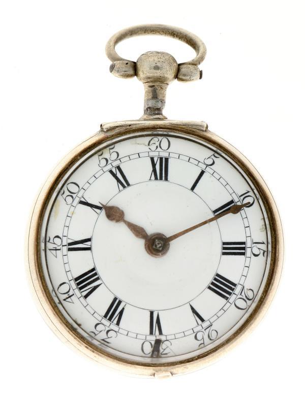 Zakhorloge zilver, snek spillegang ''Jj. Stroud, Londen'' - Herenzakhorloge - Handopwindbaar - Ca. 1775.