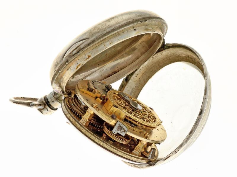 Zakhorloge zilver, snek spillegang - Herenzakhorloge - Handopwindbaar - Ca. 1800.