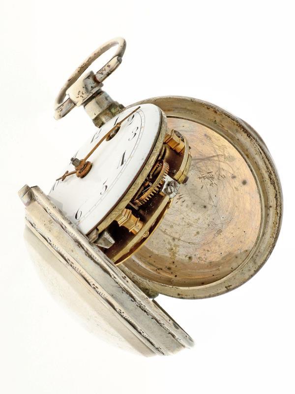 Zakhorloge zilver, snek spillegang - Herenzakhorloge - Handopwindbaar - Ca. 1800.