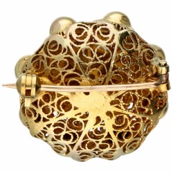 Geelgouden open gewerkte Zeeuwse knoop broche - 14 kt.