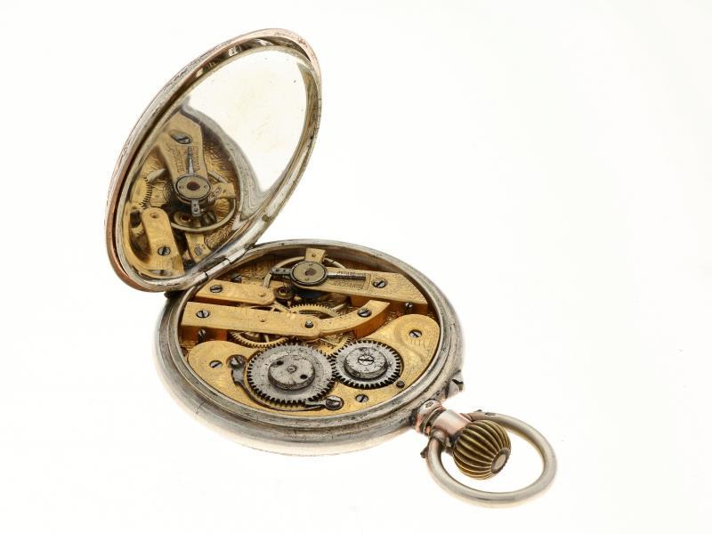 Zakhorloge zilver, cylindergang - Herenzakhorloge - Handopwindbaar - Ca. 1900.