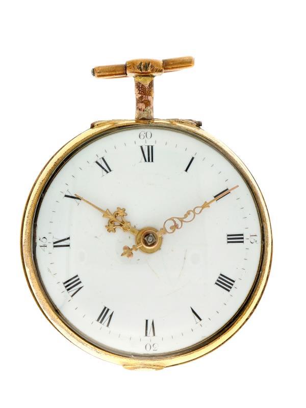 Zakhorloge verguld, snek spillegang ''Leslie, Londen'' - Herenzakhorloge - Handopwindbaar - Ca. 1800.