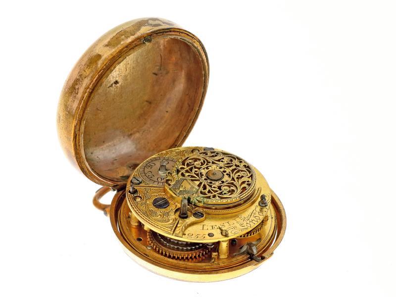 Zakhorloge verguld, snek spillegang ''Leslie, Londen'' - Herenzakhorloge - Handopwindbaar - Ca. 1800.