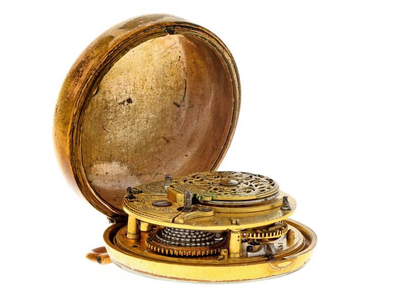 Zakhorloge verguld, snek spillegang ''Leslie, Londen'' - Herenzakhorloge - Handopwindbaar - Ca. 1800.