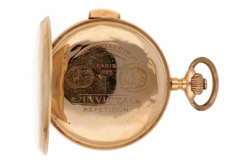 Invicta Savonette Quarter Repetition goud - Herenzakhorloge - Handopwindbaar.