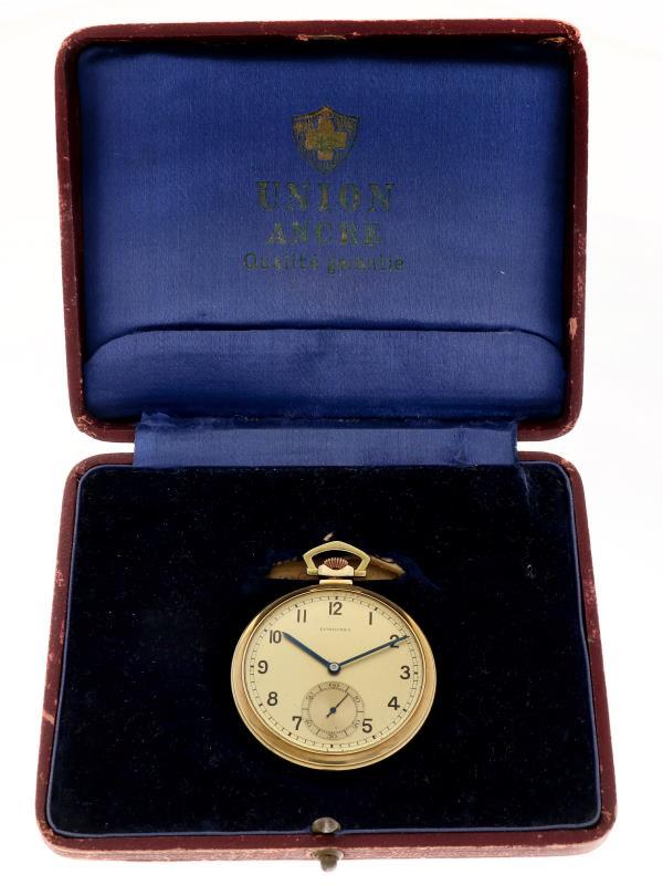 Zakhorloge Longines goud - Herenzakhorloge - Handopwindbaar - Ca. 1925.