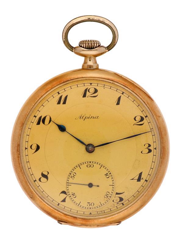 Zakhorloge Alpina goud - Herenzakhorloge - Handopwindbaar - Ca. 1900.