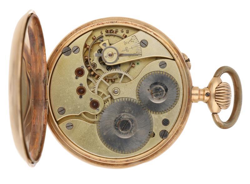 Zakhorloge IWC goud - Herenzakhorloge - Handopwindbaar - Ca. 1900.