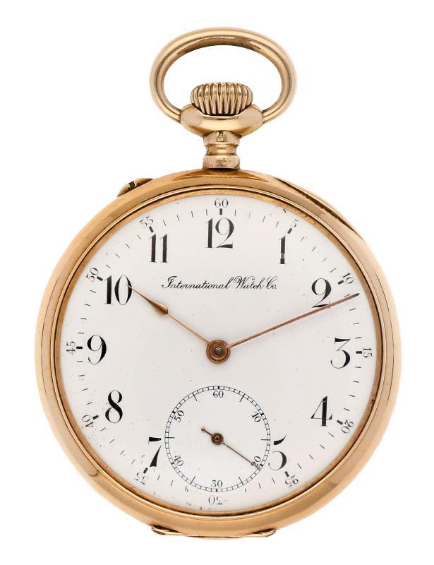 Zakhorloge IWC goud - Herenzakhorloge - Handopwindbaar - Ca. 1900.