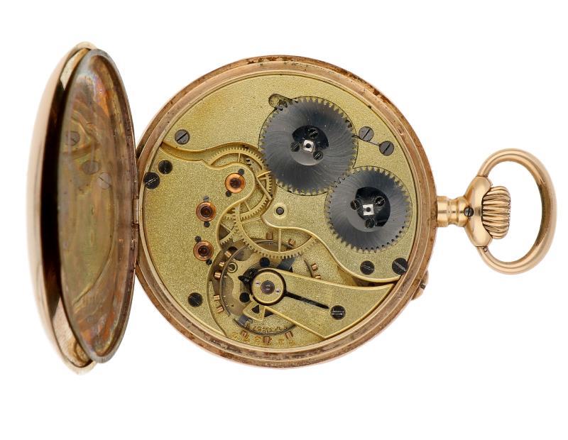 Zakhorloge IWC goud - Herenzakhorloge - Handopwindbaar - Ca. 1900.