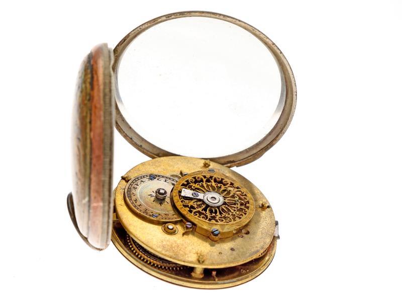 Zakhorloge zilver, snek - Herenzakhorloge - Handopwindbaar - Ca. 1850.