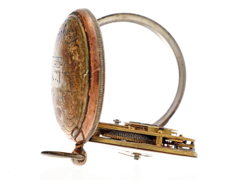 Zakhorloge zilver, snek - Herenzakhorloge - Handopwindbaar - Ca. 1850.