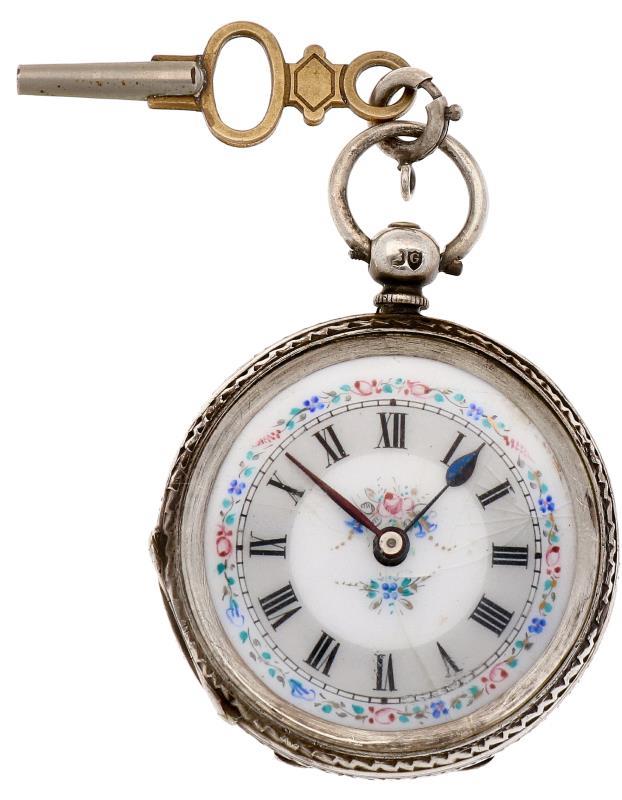 Zakhorloge zilver - Dameszakhorloge - Handopwindbaar - Ca. 1850.