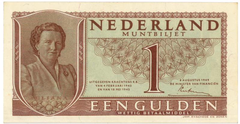 Nederland. 1 gulden. Muntbiljet. Type 1949. - Prachtig +.