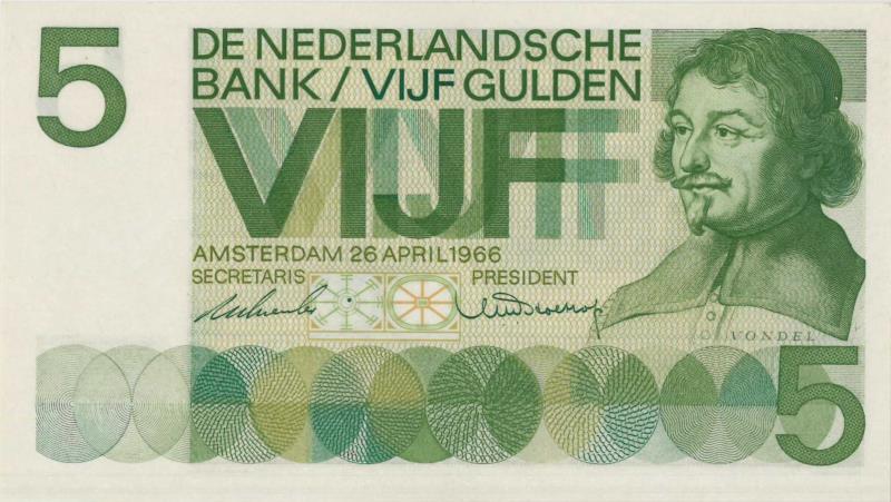 Nederland. 5 gulden. Bankbiljet. Type 1966. Vondel I - UNC.