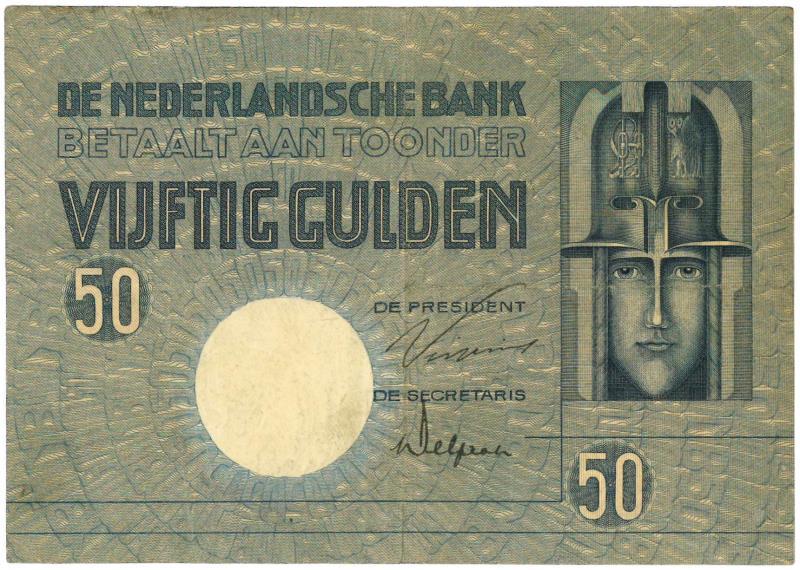 Nederland. 50 gulden. Bankbiljet. Type 1929. Minerva - Fraai.
