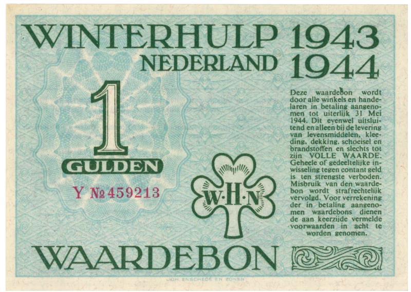 Nederland. 1 gulden. Waardebon. Type 1943-1944. - UNC.