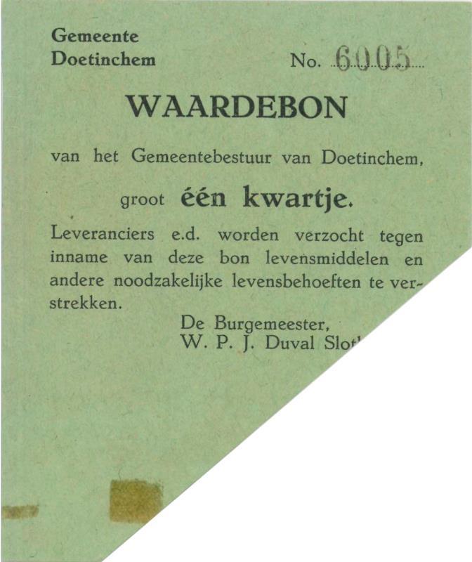 Nederland. 25 cent. Waardebon. Type 1940. Doetinchem - Extremely Fine.