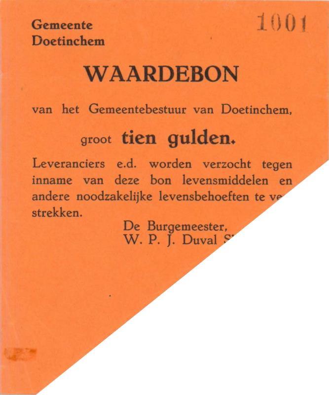 Nederland. 10 gulden. Waardebon. Type 1940. Doetinchem - Extremely Fine.