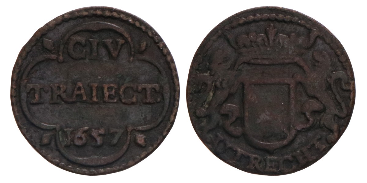 Duit Utrecht Stad 1657. Zeer Fraai -.