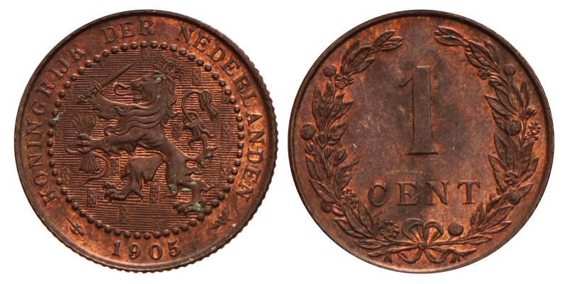 1 Cent Wilhelmina 1905. Prachtig / FDC.