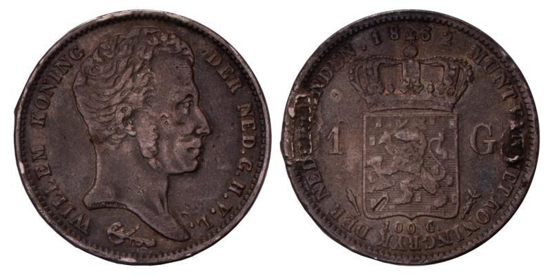1 Gulden Willem I 1832 U. Fraai + (montage).