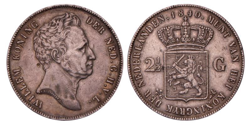 2½ Gulden Willem I 1840. Zeer Fraai +.