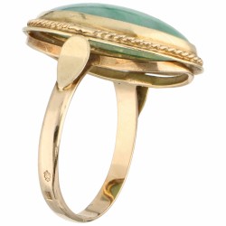 Geelgouden solitair ring, met jade - 14 kt.