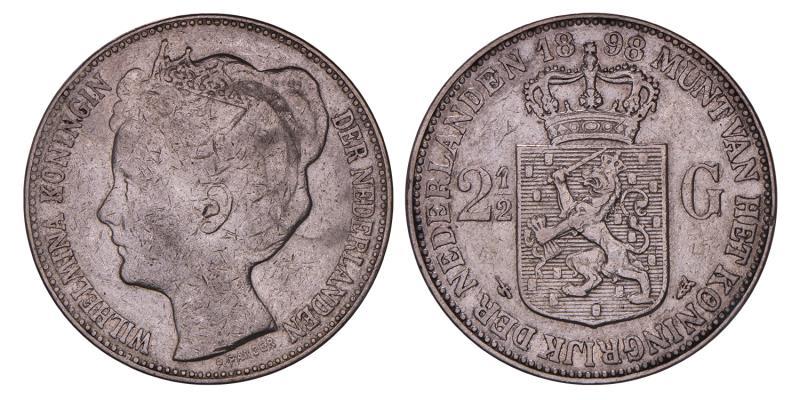 2½ Gulden Wilhelmina 1898. Fraai / Zeer Fraai.