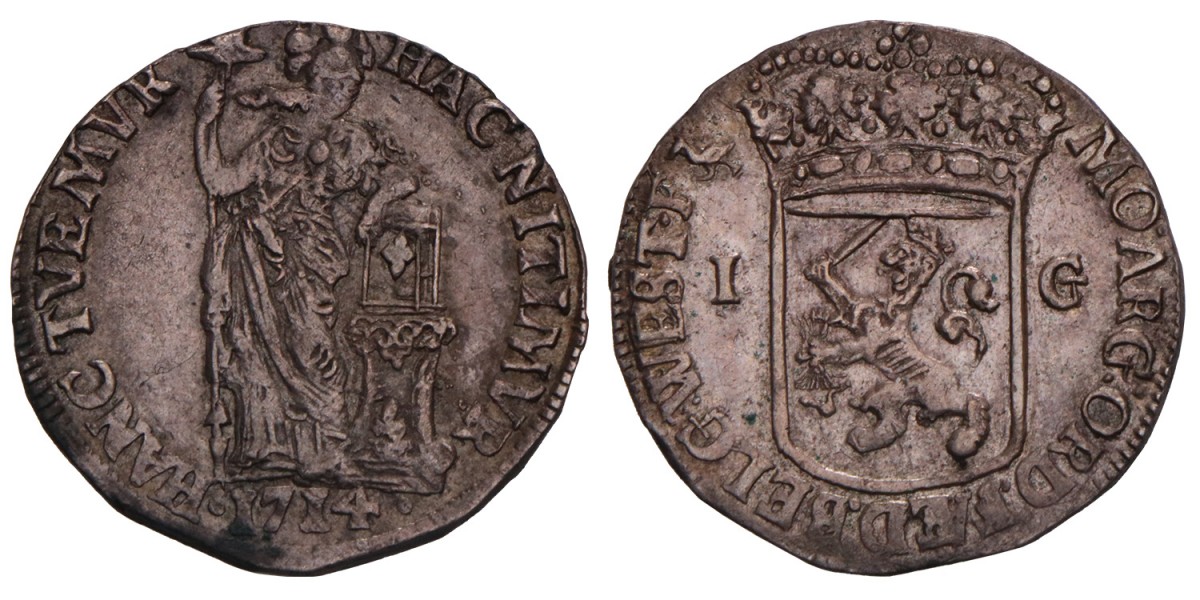 1 Gulden West-Friesland 1714. Zeer Fraai / Prachtig.
