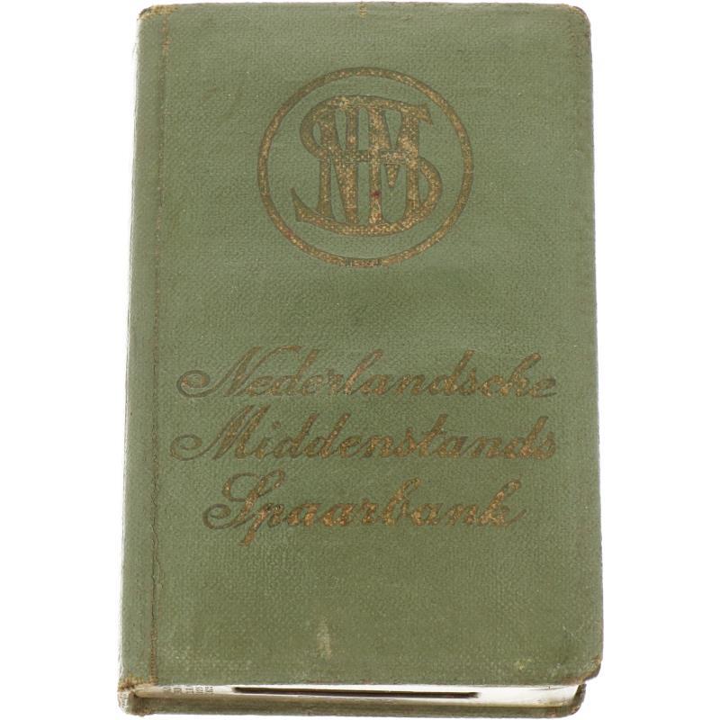Spaarpot in boekvorm met sleutel Nederland, Nederlandsche Middenstands Spaarbank.