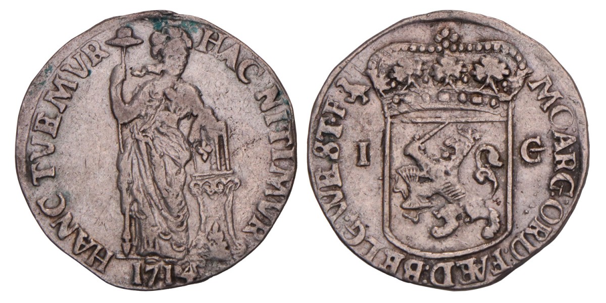 1 Gulden West-Friesland 1714. Zeer Fraai.
