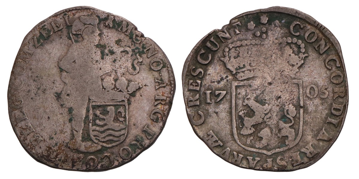Zilveren dukaat Zeeland 1705. Fraai -.