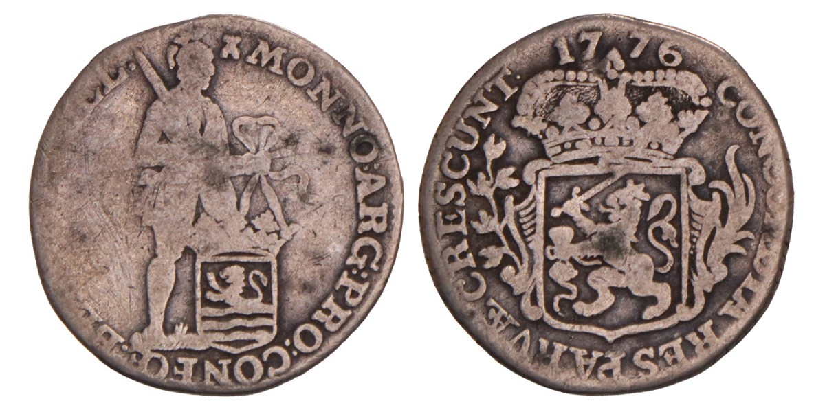Achtste zilveren dukaat of "Pietje" Zeeland 1776. Fraai -.
