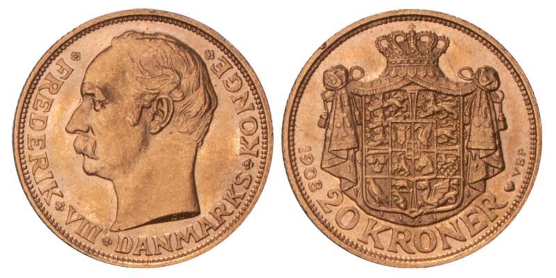 Denmark. Frederik VIII. 20 Kronor. 1908.