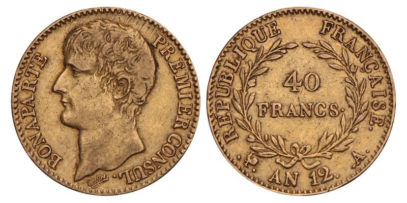 France. Napoleon I. 40 Francs. AN12 A.