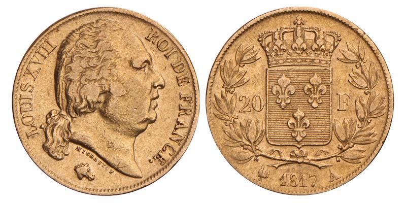 France. Louis XVIII. 20 Francs. 1817 A.