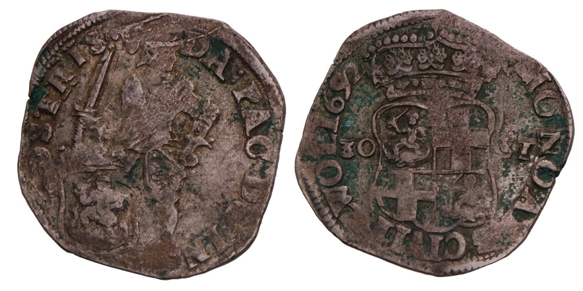 30 Stuiver Zwolle 1691. Fraai / Zeer Fraai.
