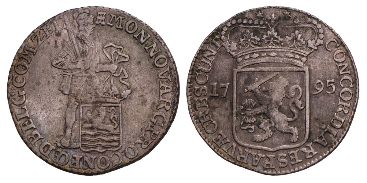 Zilveren Dukaat Zeeland 1795. Zeer Fraai +.