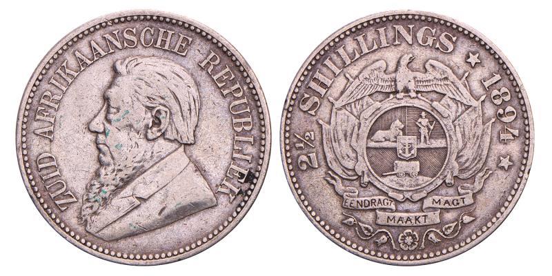 South Africa, ZAR. 2½ Shillings. 1894.