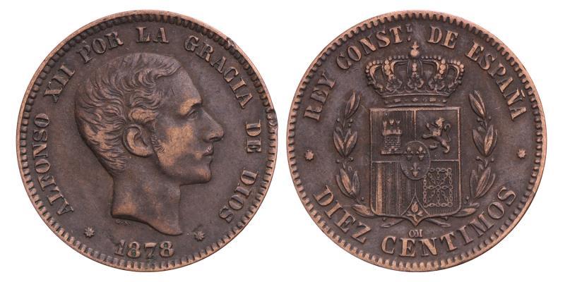 Spain. Alfonso XII. 10 Centimos. 1878.