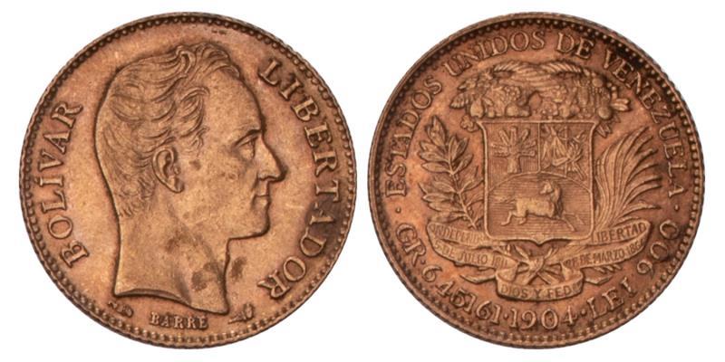 Venezuela. 20 Bolivares. 1904.